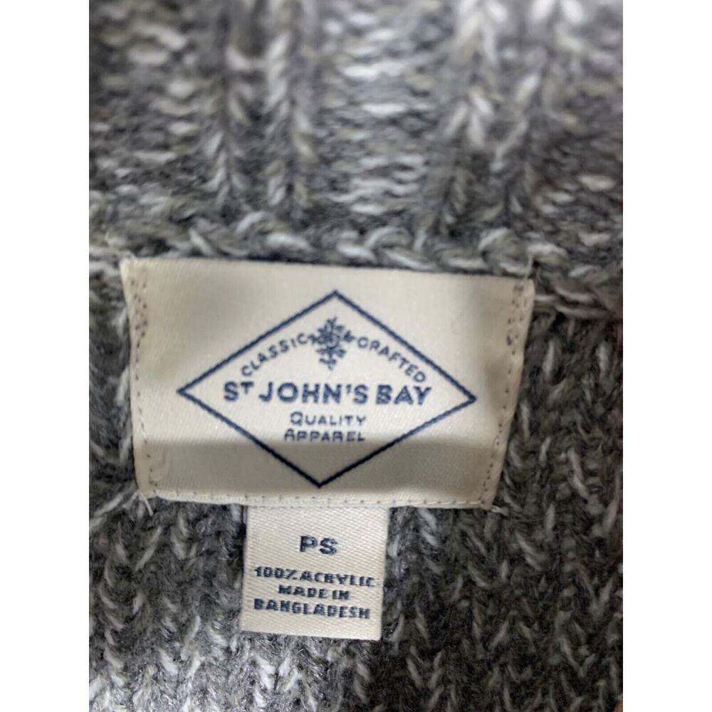 St Johns Bay womens Cable Knit Button-Up Cardigan size PS Grey Acrylic - Picture 6 of 7